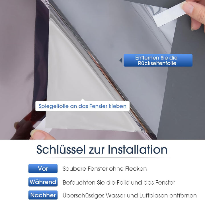 Lifetree Fensterfolie Spiegelfolie Wärmereflektion Selbstklebend Sonnenschutzfolie Wärmegrad Innen &
