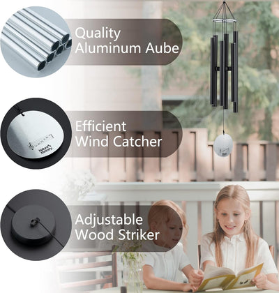 OSVINO Klangspiele Windspiele Aluminium mit Klang Gesamtlänge 90cm gross für drinnen draussen Balkon