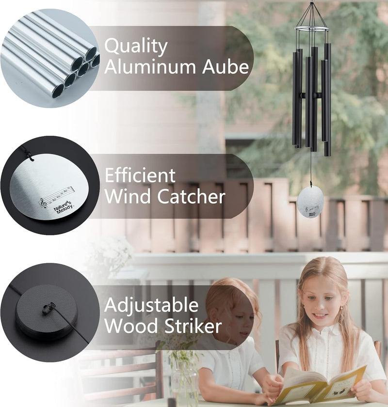 OSVINO Klangspiele Windspiele Aluminium mit Klang Gesamtlänge 90cm gross für drinnen draussen Balkon