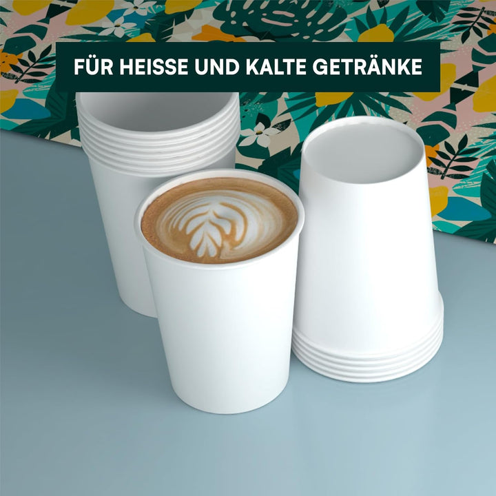 1000 Weisse Pappbecher | Frischfaser mit Beschichtung | Umweltfreundlich & recyclingfähig | Für Heis