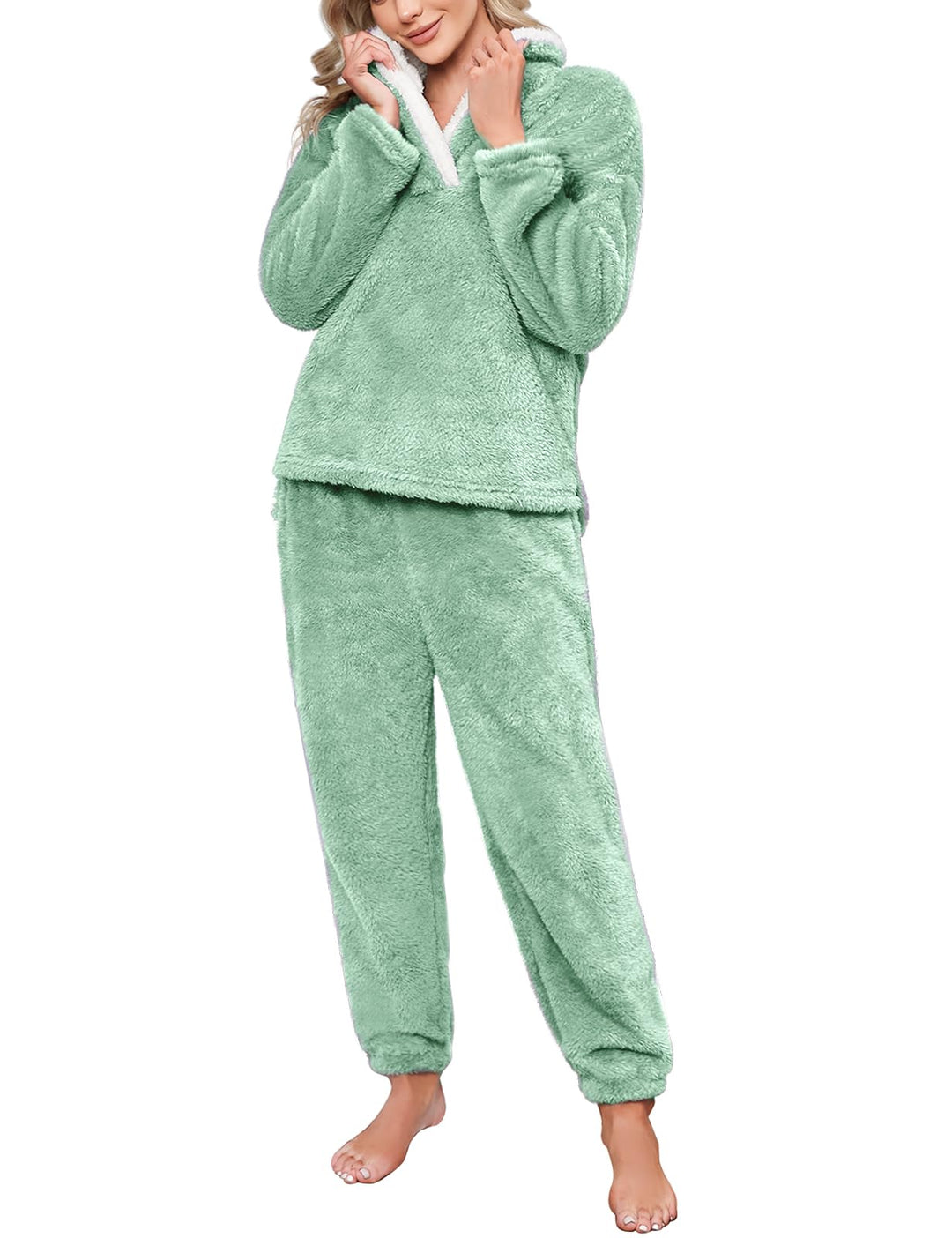 Niwicee Schlafanzug Damen Lang Pyjama Damen 2-Set, Hausanzug Damen Kuschelig Weich Nachtwäsche Sleep