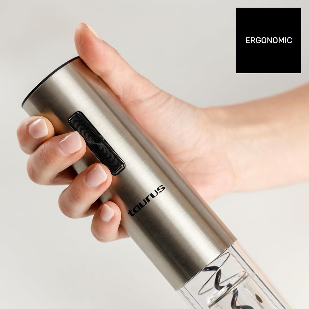 Taurus – Elektrischer Weinöffner Wine Up, kabellos, entkorkt in 6–8Sekunden, LED-Licht, inkl. Folien