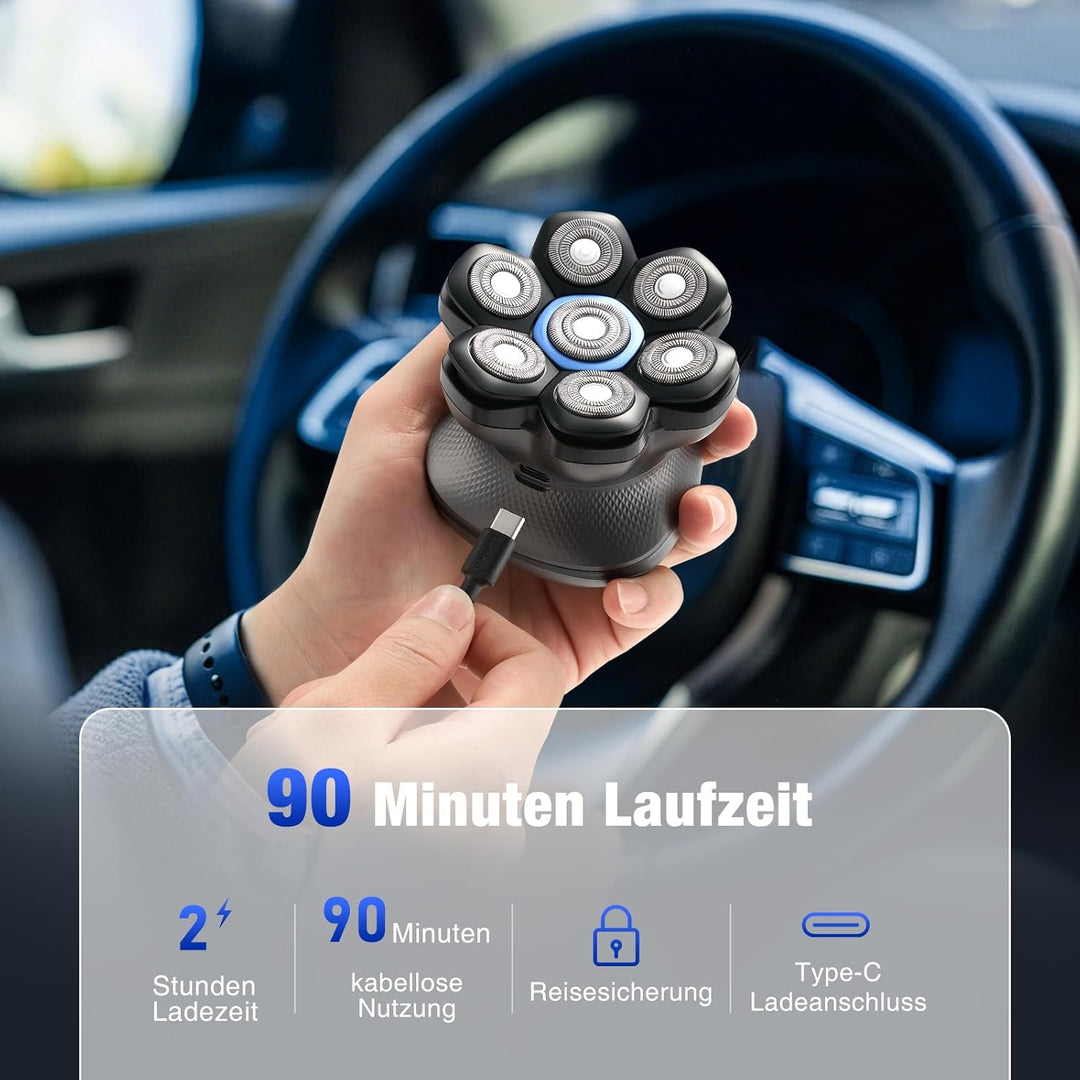 Glatzen Rasierer Herren, kensen Kopfrasierer Glatze 7D Bold Shaver Magnetische Head Shaver Trocken U