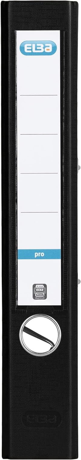 Elba Ordner A4, Smart Pro, 5 cm schmal, Kunststoff aussen, schwarz, 10 Stück, schwarz