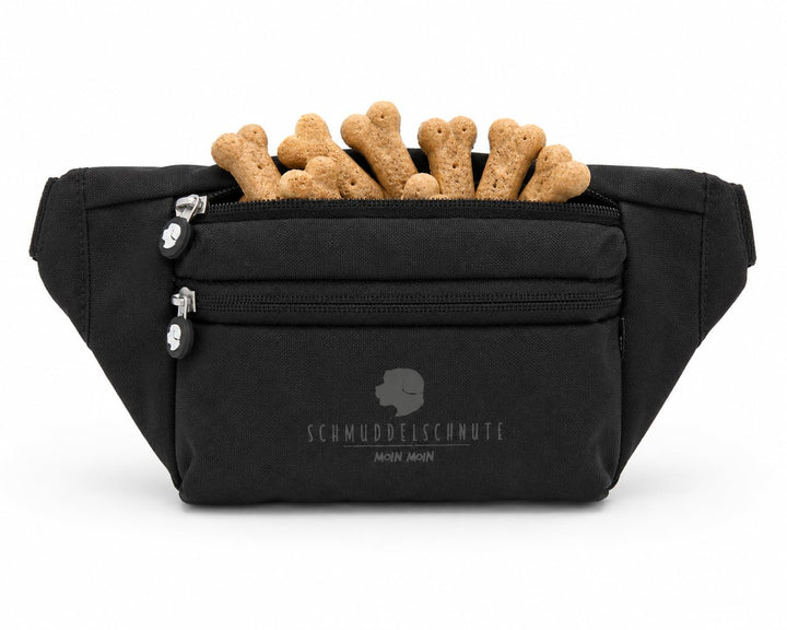 Buukbüdel, Schwarz | 4 grossen Fächern, verstellbarer Gurt als Bauchtasche oder Crossbody Bag für un