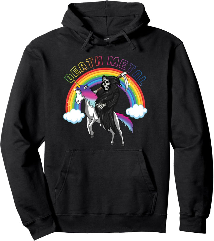 Sensenmann Schädel reitet ein Einhorn Tod Einhorn Skelett Pullover Hoodie
