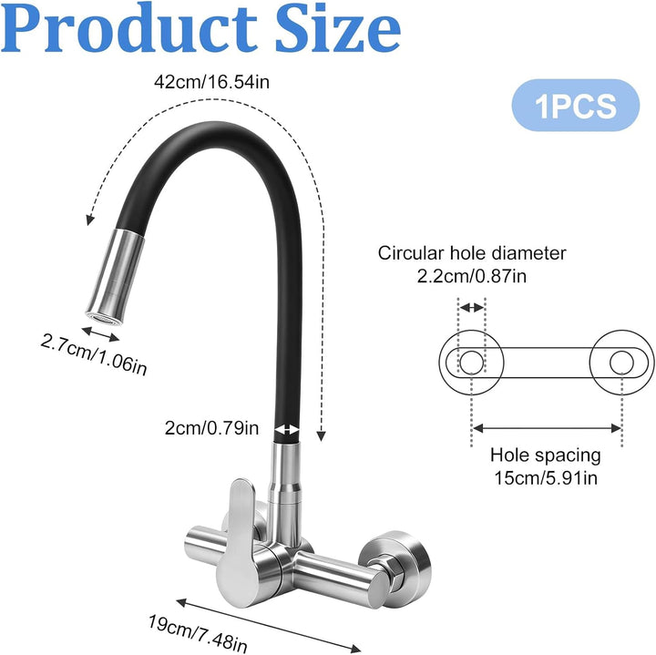 Wasserhahn Küche Flexibler Küchenarmatur Wandmontage Schwarz | Flexibler Küchenarmatur mit 2 Strahla