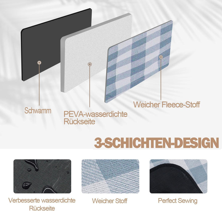 200x200cm grosse Picknickdecke für Draussen, wasserdicht,Sandabweisend,Tragbar, Strandmatte,Extra Gr