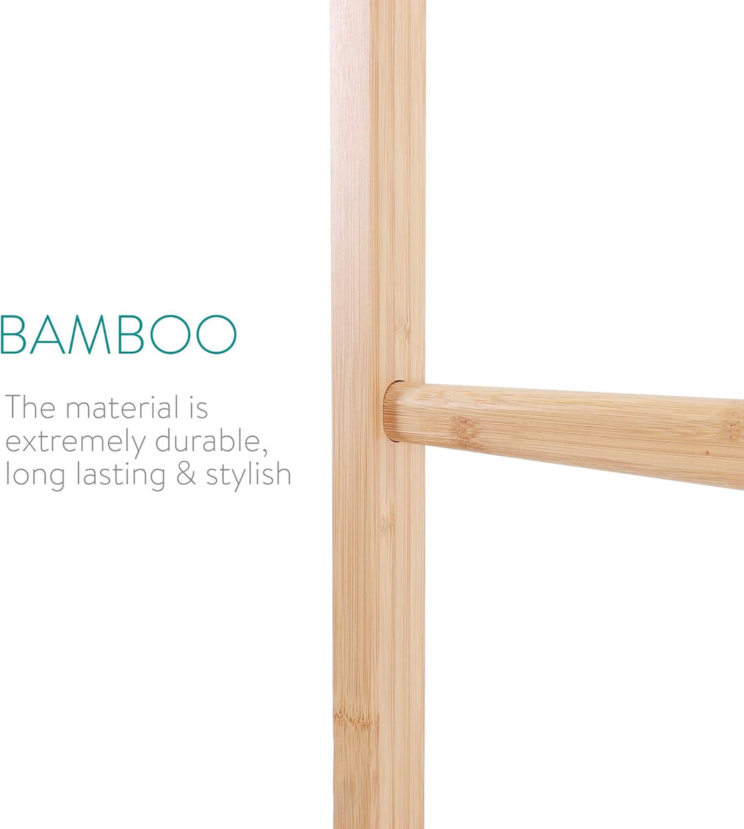 Navaris Handtuchleiter Holz Leiter aus Bambus - Bambusleiter für Handtücher Kleidung Accessoires - H