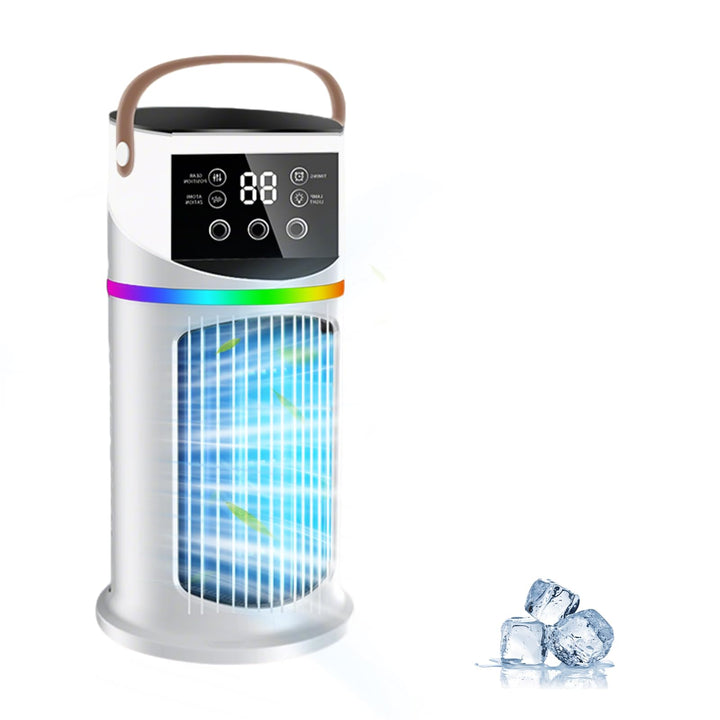 Mini klimaanlage, Mobile Klimaanlage mit 9 Geschwindigkeiten & 8H Timer, 7 Farben Nachtlicht, 3-Loch