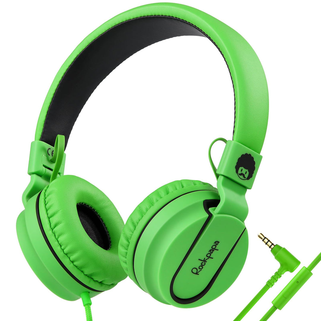RockPapa 952 Kinder Kopfhörer mit Kabel, Kopfhörer Kinder Mädchen, HD Mikrofon, Klinke 3.5 mm, Faltb
