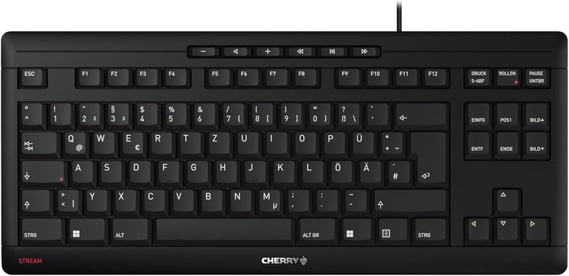 CHERRY STREAM KEYBOARD TKL, Kabelgebundene Tastatur ohne Nummernblock, Deutsches Layout (QWERTZ), Le