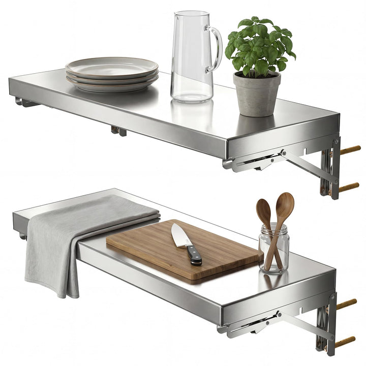 Huracan 2er Set Wandklappkonsole 70×25 cm aus 304 Edelstahl, Klapptisch Wand zum Anschrauben, Platzs