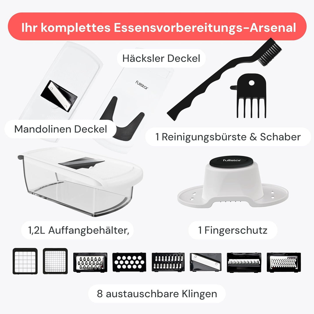 Fullstar Gemüseschneider und Mandoline Gemüsehobel - Julienne- und Würfelschneider für Gurken Zwiebe