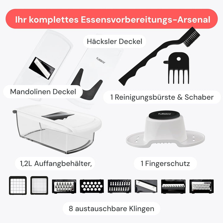 Fullstar Gemüseschneider und Mandoline Gemüsehobel - Julienne- und Würfelschneider für Gurken Zwiebe