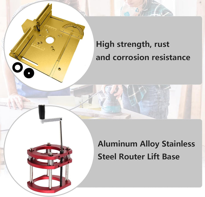 plplaaoo Router Lift Präzise System 4-Backen-Hebebühne Klemm-Frästisch-Hebesystem Oberfräse Tisch He