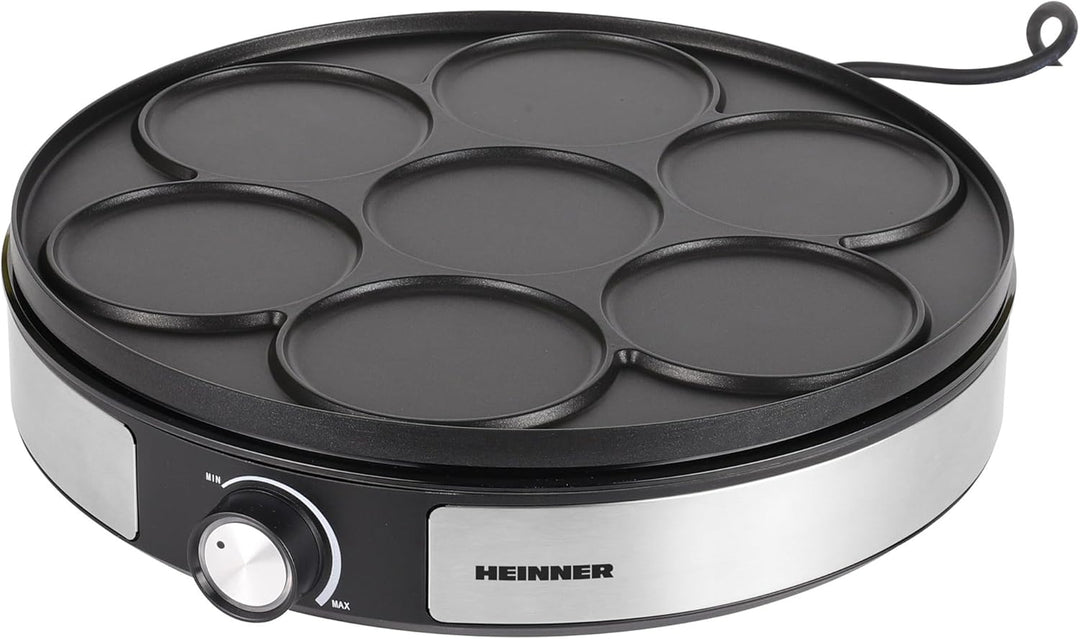 HCPM-F15RVSS – 2-in-1 Crêpemaker/Pancake-Maker, 33 cm, 1 500 W Leistung, Antihaft-Beschichtung, Edel