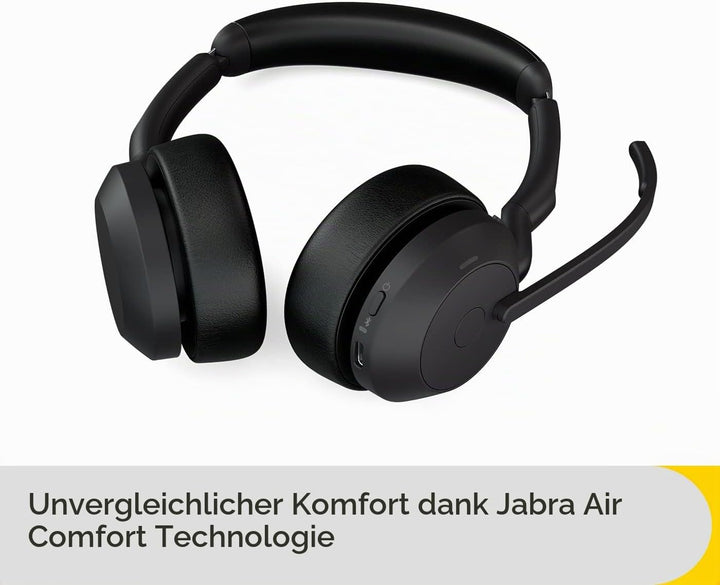 Jabra Evolve2 55 - schnurloses Stereo-Headset mit Jabra Air Comfort - Mikrofone mit Geräuschunterdrü