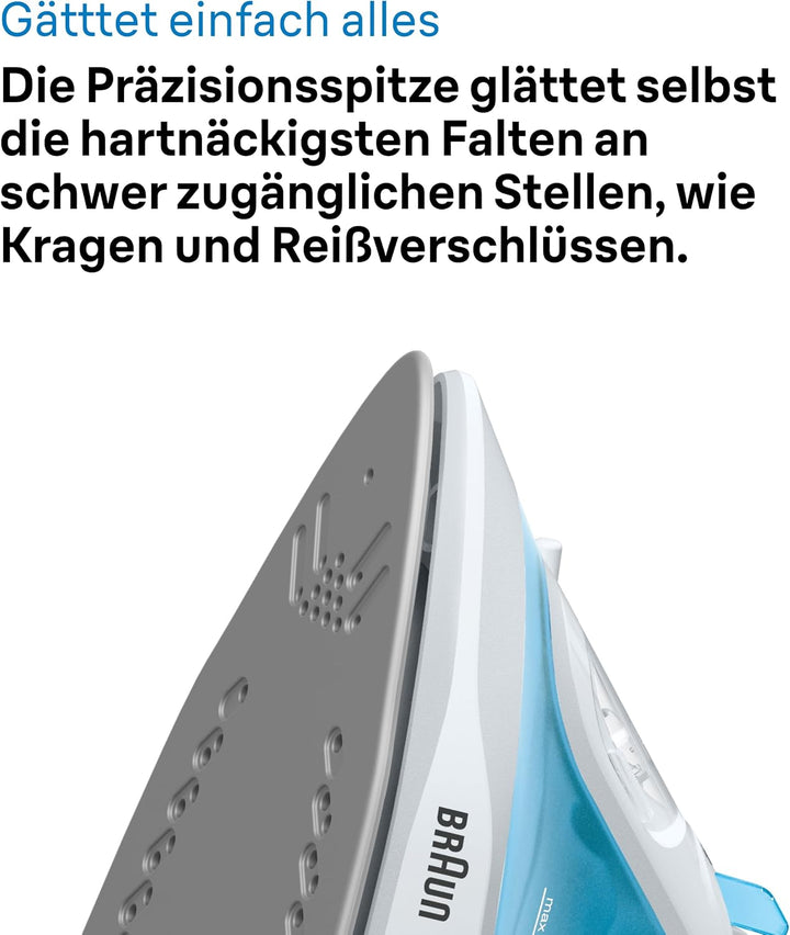 Braun Dampfbügeleisen TexStyle 1 SI1029BL, Bügeleisen, Antihaftbeschichtete Bügelsohle, 120 g/min Da