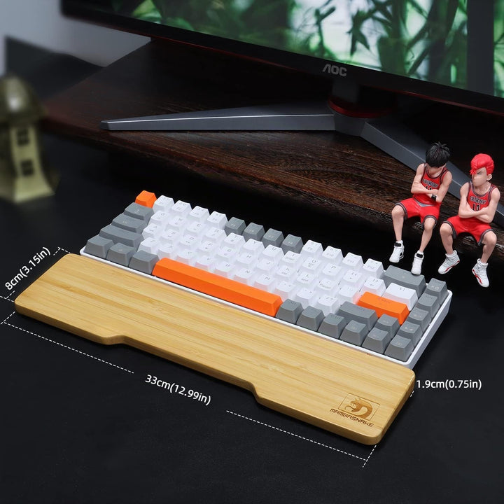 MAMBASNAKE Handballenauflage aus Bambus für 68-Tasten-65%-Tastatur,A-Klasse Bambus,Ergonomische Hand