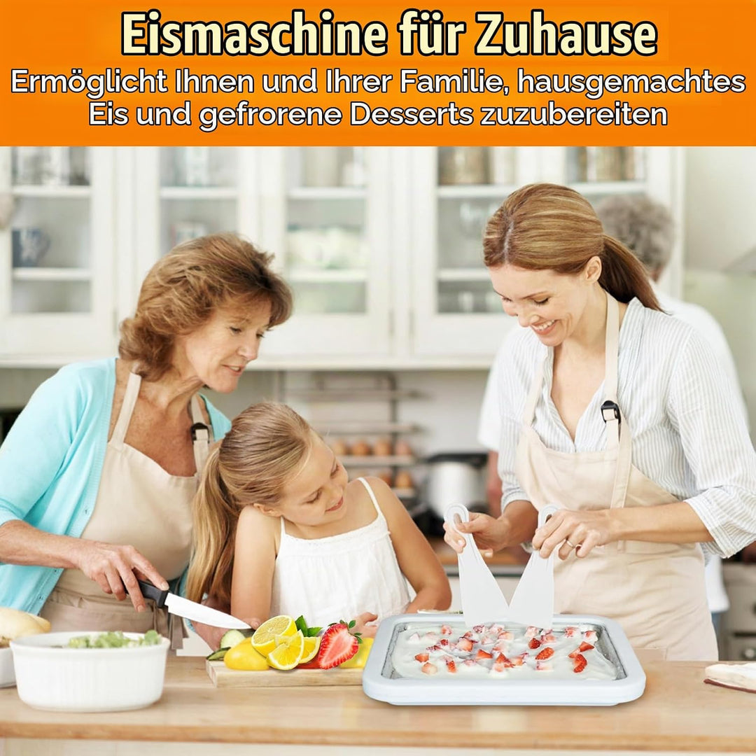 Eismaschine mit 2 Spateln, Eisplatte Eis Rolls für Kinder und Familien, Eiscreme Maschine, Eisplatte