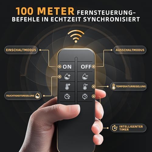 100mm Rohrventilator mit Fernbedienung, Timer Temperatur - und Feuchtigkeitsregler, Leise Rohrlüfter