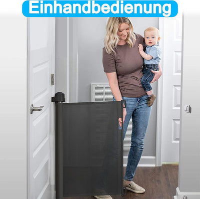 UISEBRT Türschutzgitter Ausziehbar 0-150cm, Treppenschutzgitter für Baby und Pelztiere, Kinder Schut