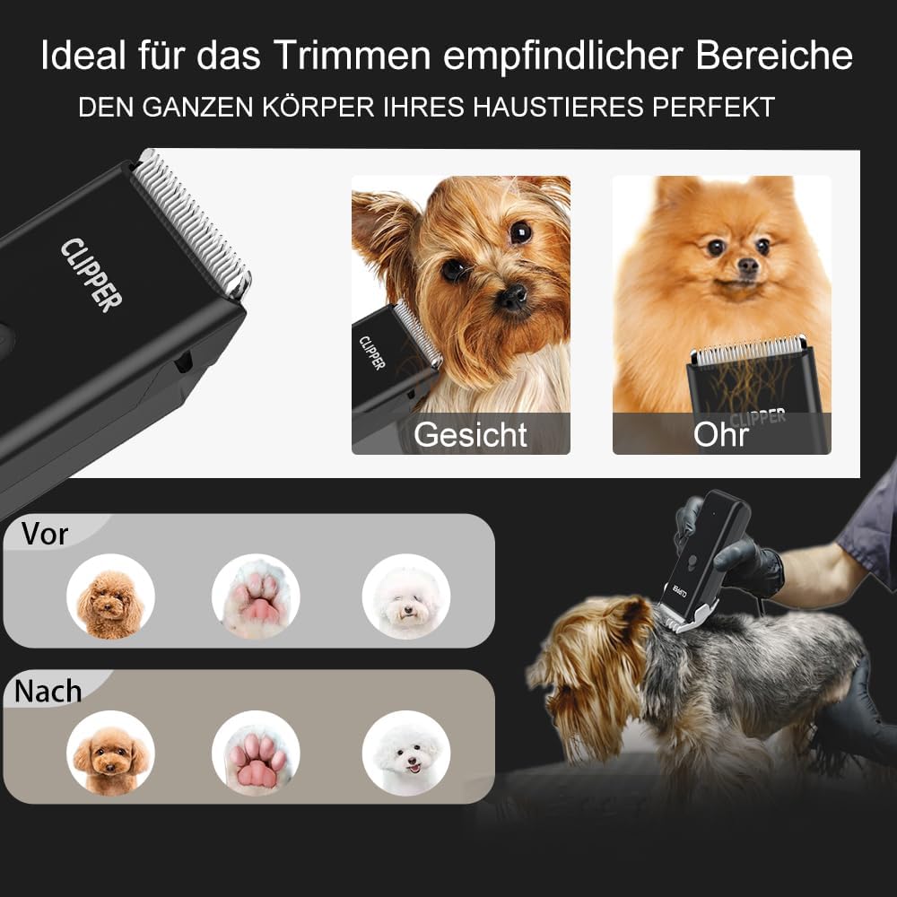 ENSSU Hundeschermaschine, kabelloses, wiederaufladbares Hundepflege-Set Katzenhaarschneidemaschine f
