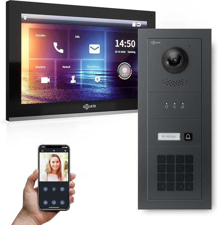 Goliath Hybrid | IP | Full-HD Video Türsprechanlage | App | 1-Fam | 1 x Full-Touchscreen 10" | Alumi