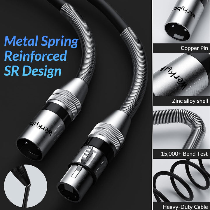 3-polig XLR Kabel 1.5m (4 Stück)，Stecker auf Buchse XLR Adapter, SR-Struktur Symmetrisch Mikrofonkab