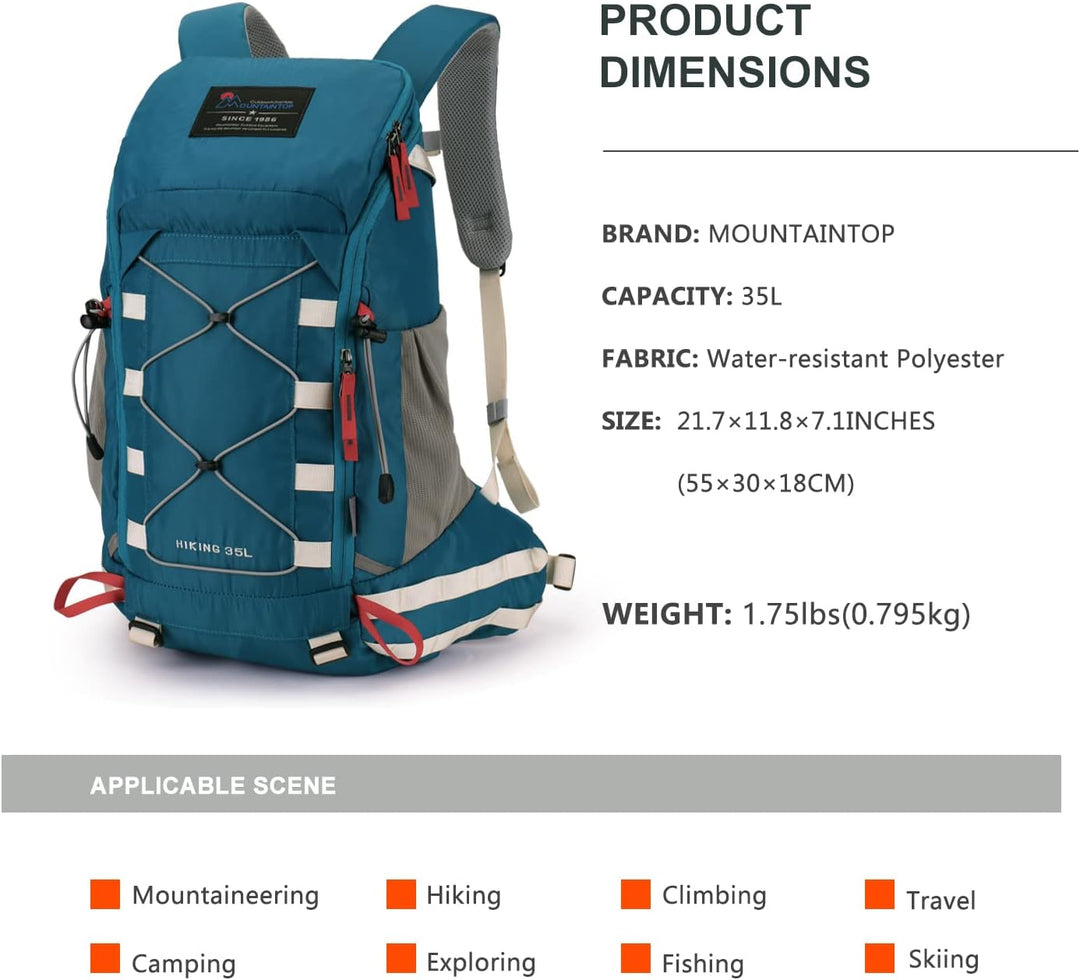 MOUNTAINTOP 35L Wanderrucksack Herren Damen Reiserucksack Trekkingrucksack Leicht Outdoor Camping Ru