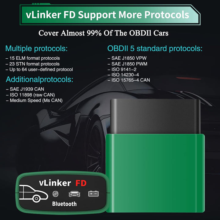 vLinker FD OBD2 Bluetooth Car Code Reader, OBD2 Diagnosescanner für Android &amp; Windows - Made for for