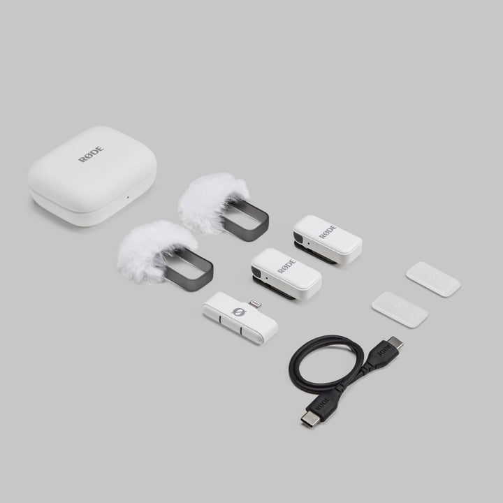 Rode Wireless Micro Drahtloses Mikrofon-System Light-ning Weiss für iOS Smartphones mit keepdrum Mik
