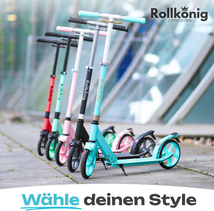 Rollkönig ® Scooter für Kinder ab 5 Jahren I Der Faltbare City-Scooter mit grossen Rädern I Tret-Rol