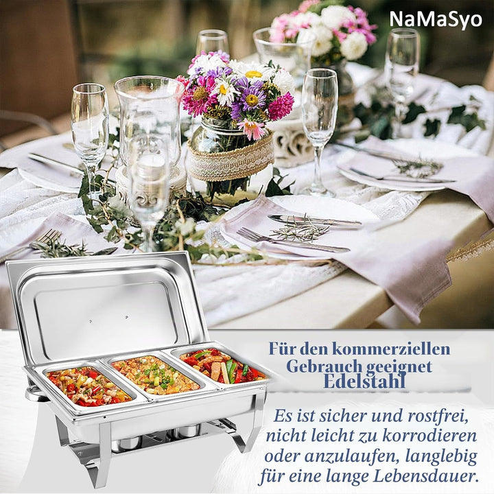 Chafing Dish,Edelstahl Warmhaltebehälter,Speisenwärmer, Edelstahl Speisenwärmer Behälter,Wärmebehält