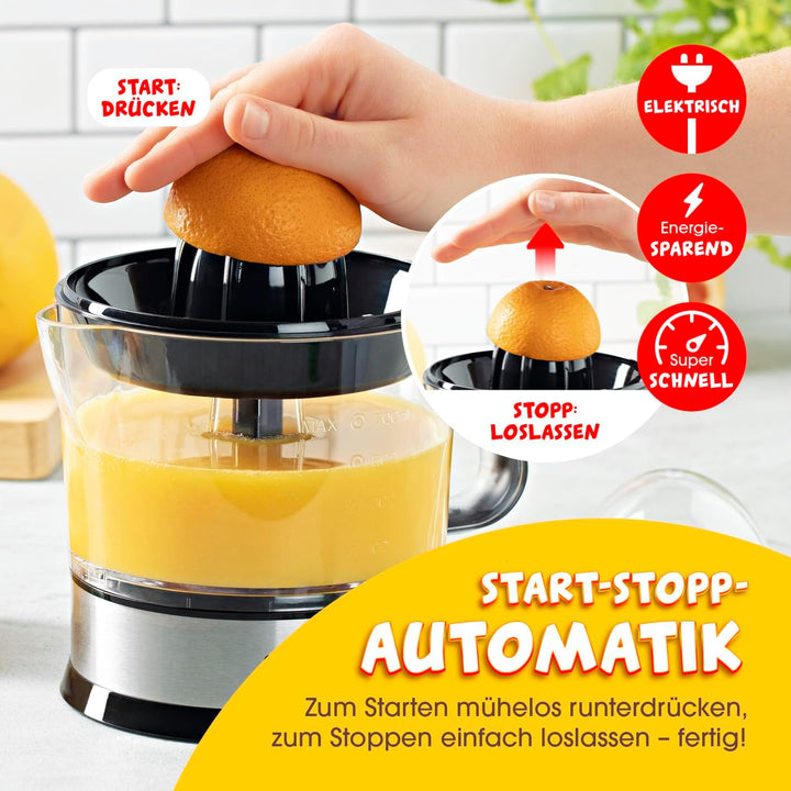 GOURMETmaxx elektrischer Entsafter für Zitrusfrüchte & Orangensaft | Saftpresse bis 700 ml Füllvolum