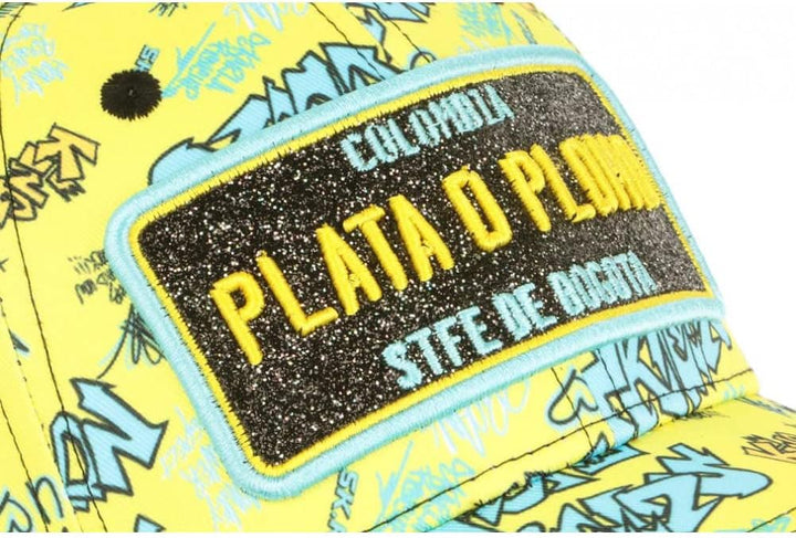 Kappe Plata o Plomo, gelb und blau, Strass, modisch, Colombia, Baseball – Grösse: Einheitsgrösse – F