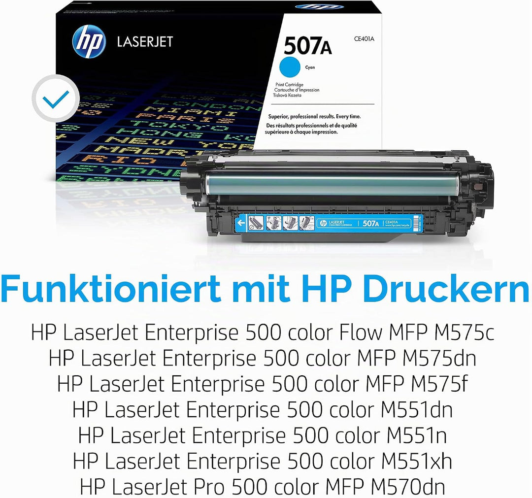 HP 507A (CE401A) Blau Original Toner für HP Laserjet Enterprise M551, Color M575, Pro 570,Cyan 6.000