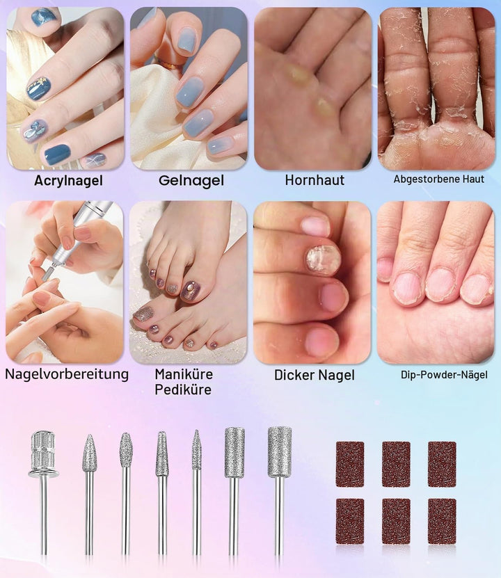 Elektrisch Nagelfräser Professionelle, 45000RPM Fräser für Gelnägel, Tragbare Elektrische Nagelfeile