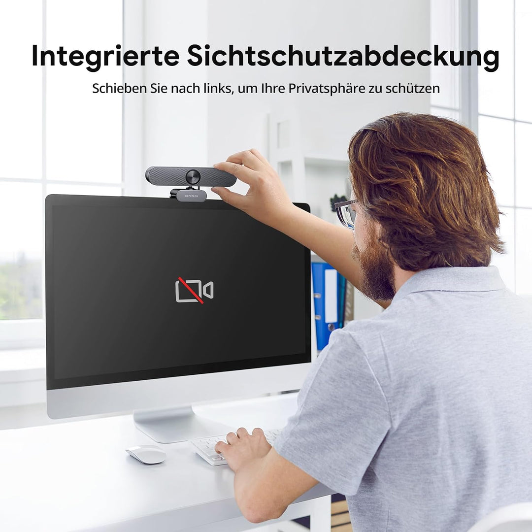 DEPSTECH DW50 Pro Webcam 4K, Ultra HD mit Mikrofon, 3-facher Zoom, 1/2.55 Sony Sensor, Duale Mics mi