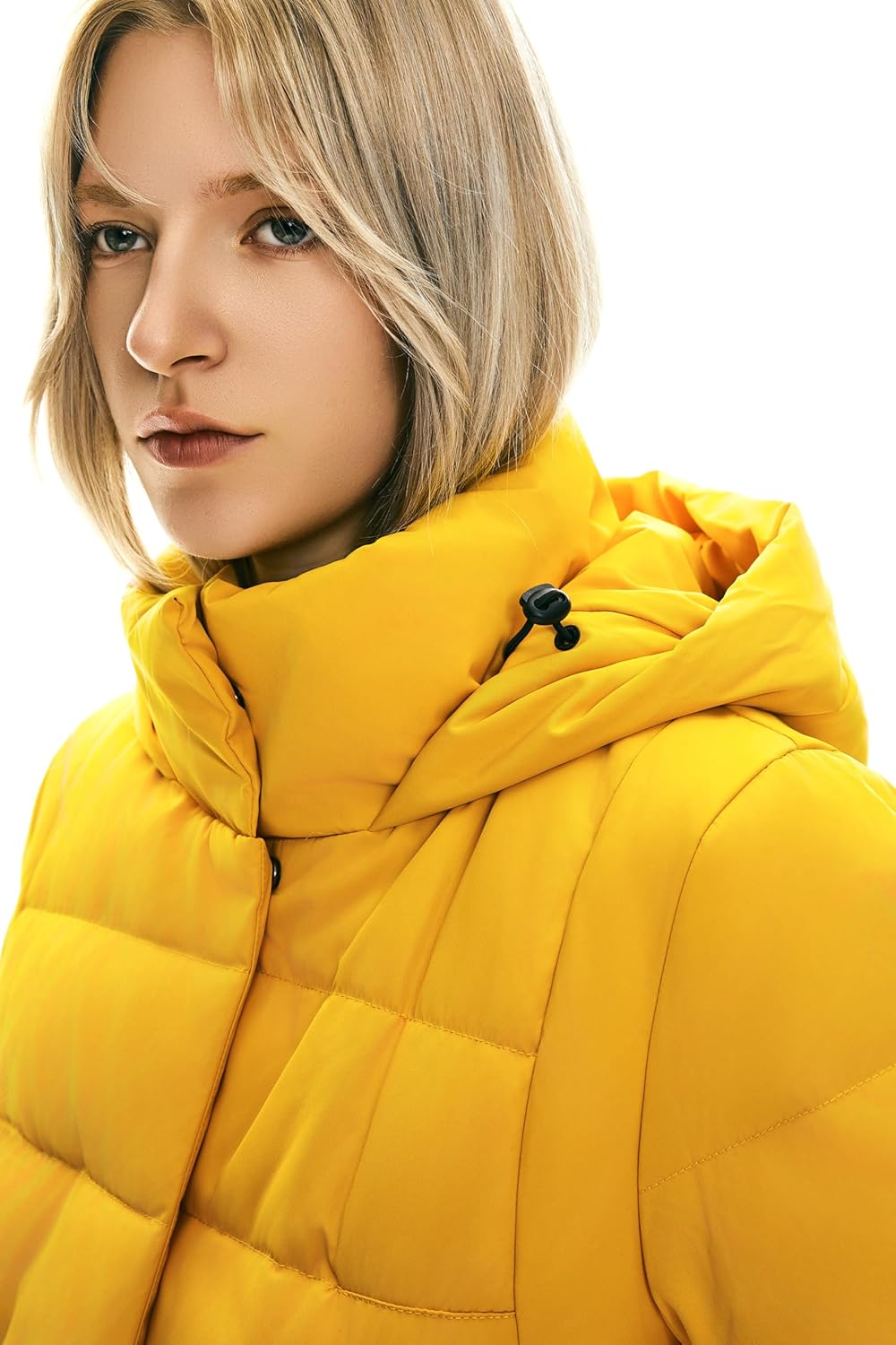 Orolay Damen Verdickte Daunenjacke Langer Wintermantel Mit Kapuze Pufferjacke XS Gelb, XS Gelb