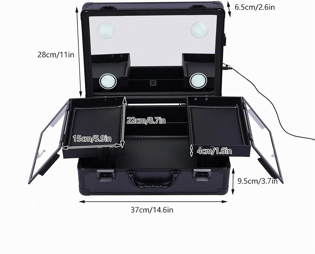 Schminkkoffer Verstellbare Schminktisch Make-up Koffer Kosmetik-Zug Tisch Lichter Pro-Schminkstation