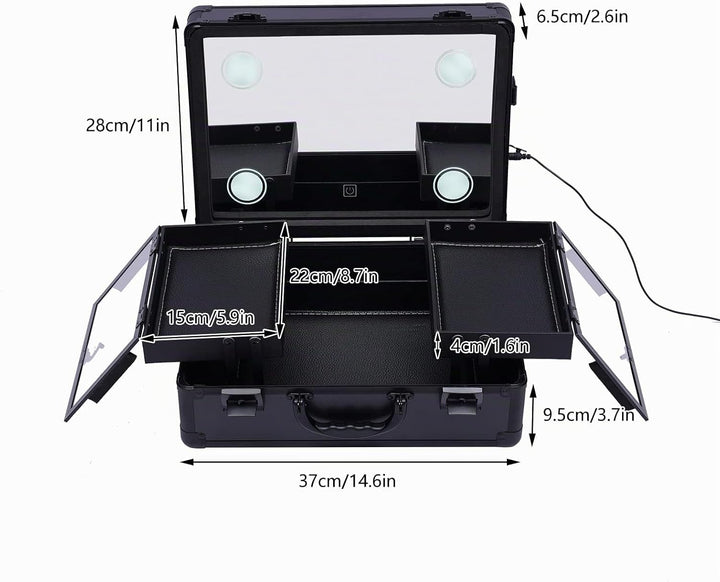Schminkkoffer Verstellbare Schminktisch Make-up Koffer Kosmetik-Zug Tisch Lichter Pro-Schminkstation