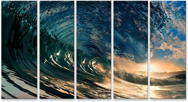 islandburner Bild auf Leinwand Sonnenuntergang Strand Ozean Welle Bilder Wandbilder Poster Leinwand