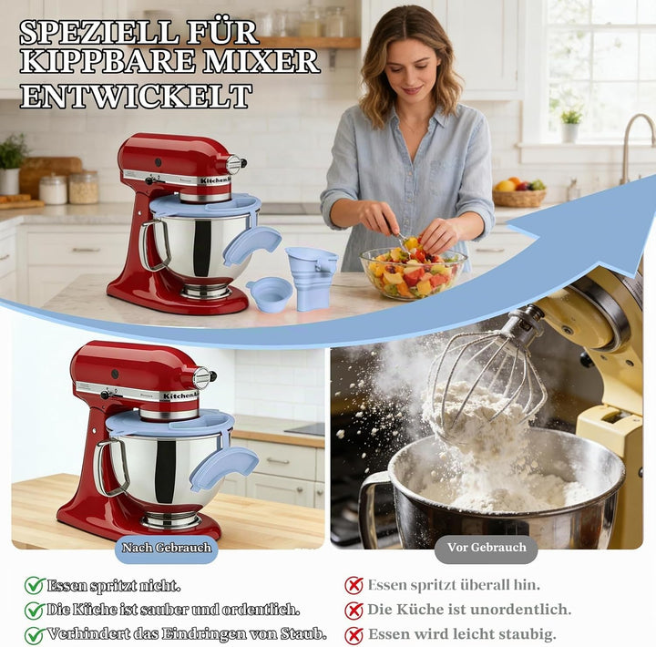 Mixer Mehl Trichter Spritzschutz Kompatibel mit KitchenAid 3-in-1 Standmixer Zubehör mit faltbarem M