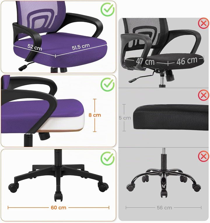 Yaheetech Bürostuhl, Ergonomischer Schreibtischstuhl mit Netzbespannung und Armlehnen, Drehstuhl aus
