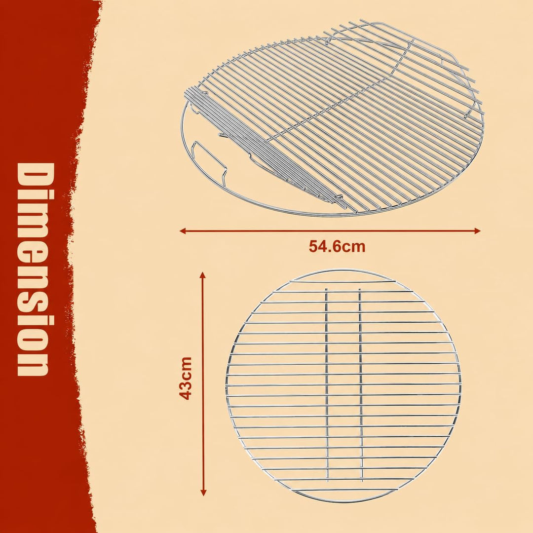Denmay 54,6cm Grillrost, 43,18cm Holzkohlerost, Reinigungssystem für Weber 57cm Holzkohlegrills, Kug