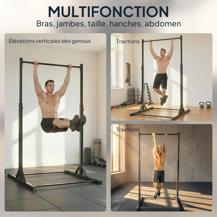Soozier Tragbare Klimmzugstation 8-stufig verstellbar 440LBS Schwarz | Klimmzugstange, multifunktion