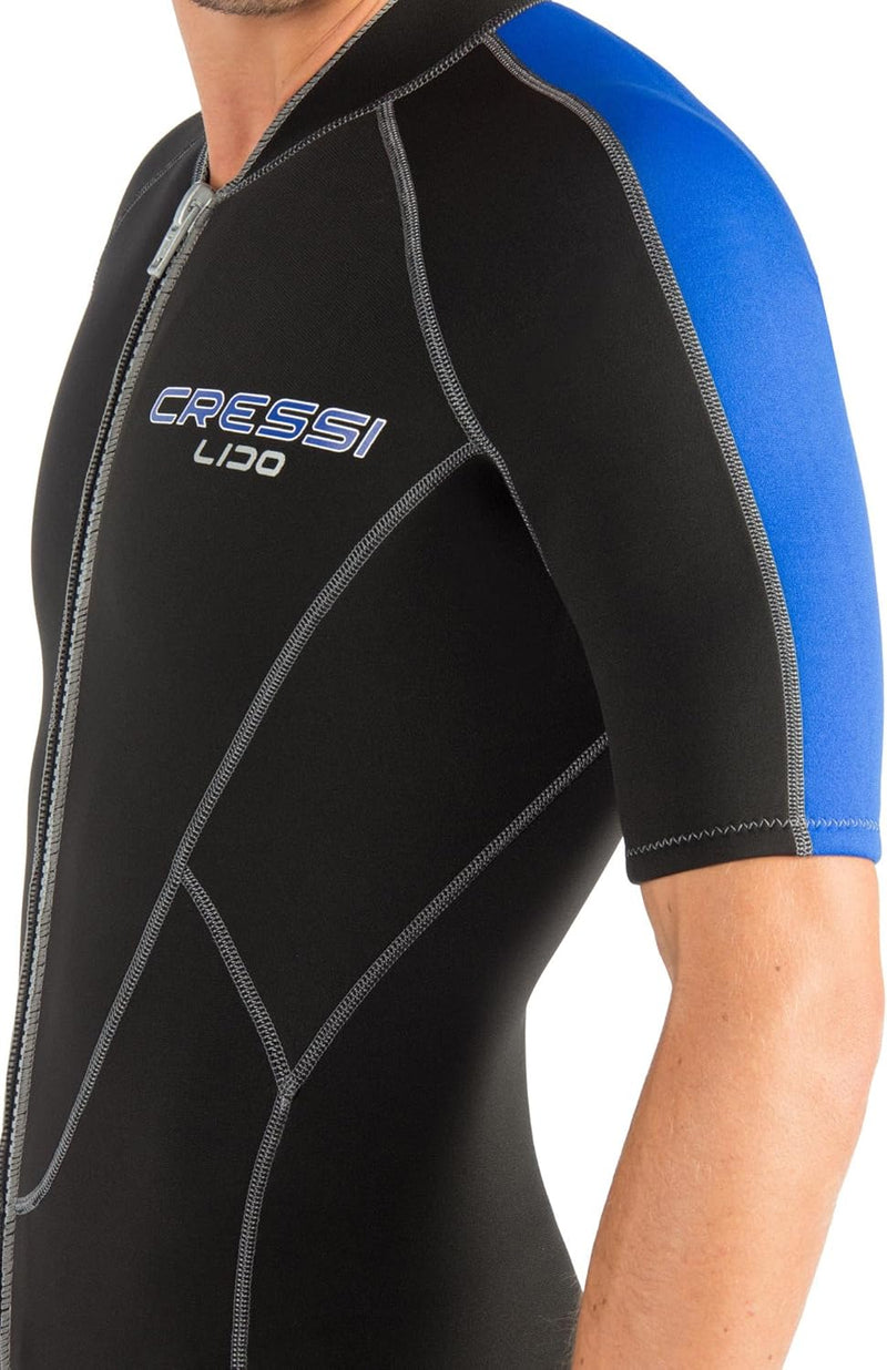 Cressi Lido Man - Shorty Neopren High Stretch 2 mm Neoprenanzug für Herren Schwarz -Blau XL, Schwarz