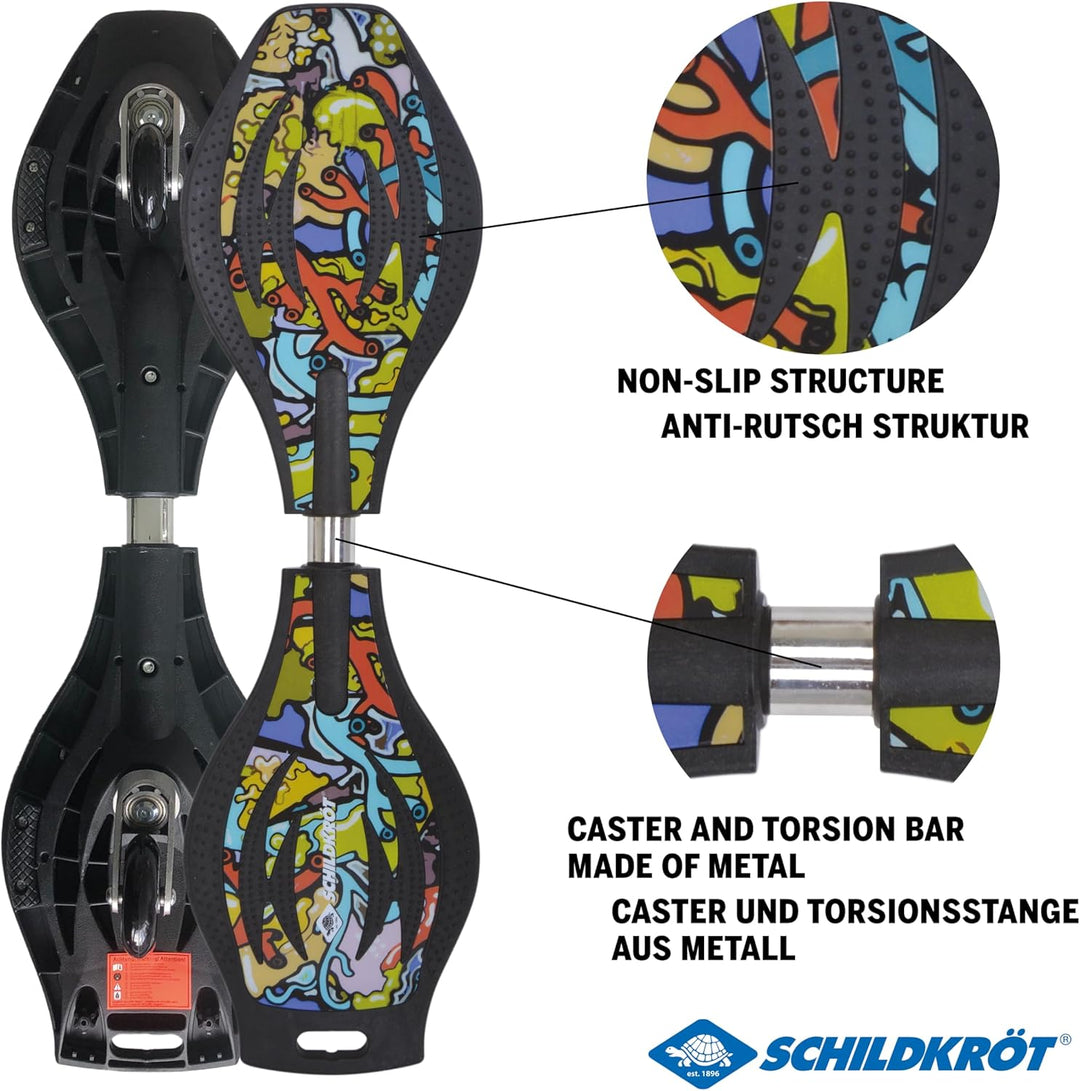 Schildkröt Waveboard Good Vibes, leichtes und wendiges Casterboard, grosses Deck mit Anti-Rutsch Nop
